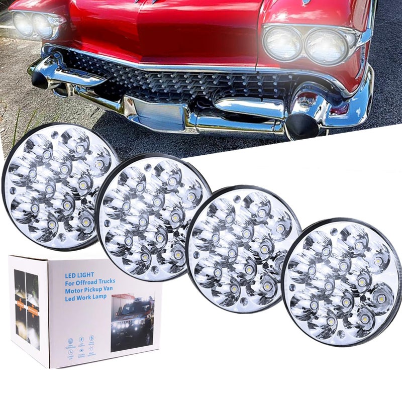 Ourbest 5.75" Crystal Round LED Lights,4Pcs High/Low Beam Waterproof IP68 4000 4040 5506 H5006 H651 / H466 Replacement Spotlights - Image 1